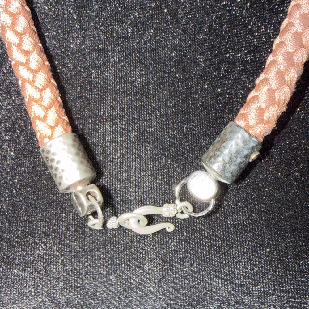Elegant Braided Necklace with Gold and Tan Accents